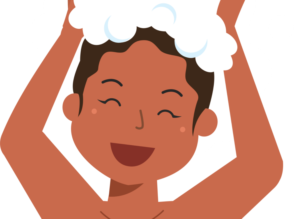 Brown girl washing hair